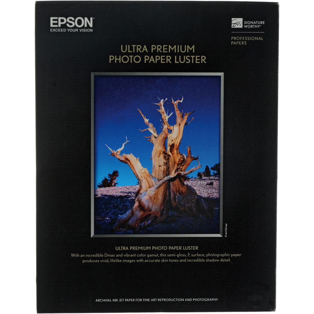 Epson 8.5x11 50-Pack Ultra Premium Photo Paper, Luster