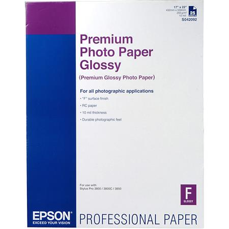 Epson Premium Photo Paper Glossy 17 x 22", 25 Sheets (S042092)