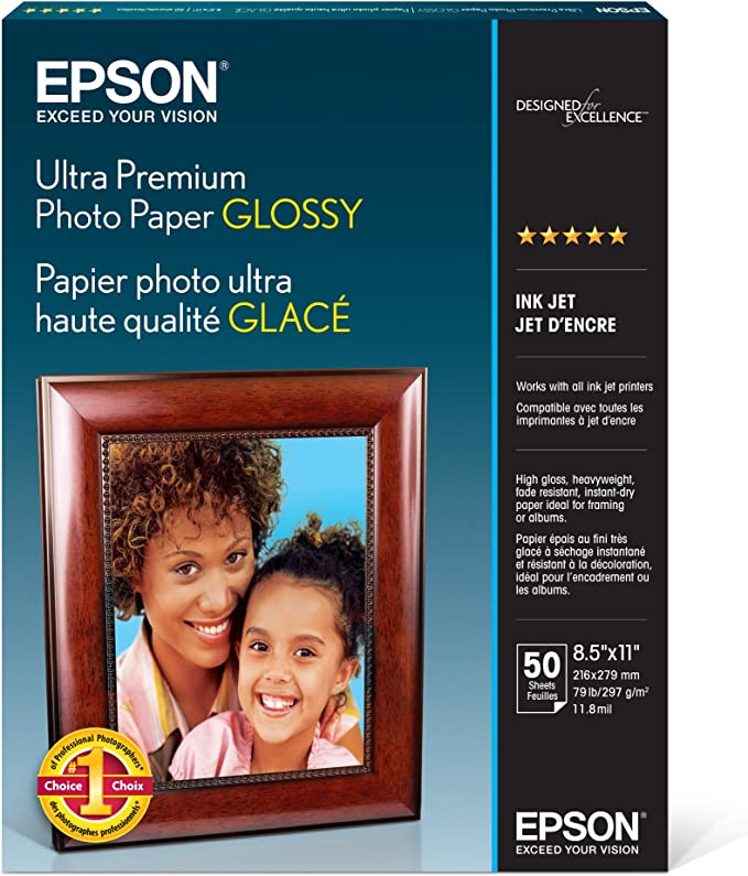 Epson Ultra Premium Photo Paper Glossy (8.5 x 11", 50 Sheets)