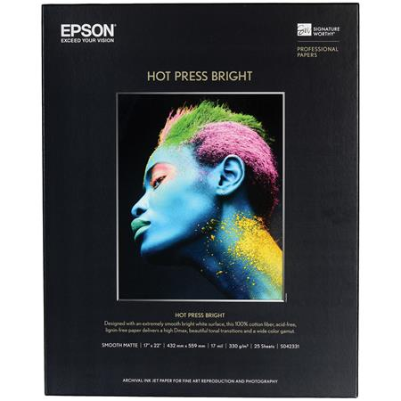 Epson Hot Press Bright Paper (17 x 22", 25 Sheets)