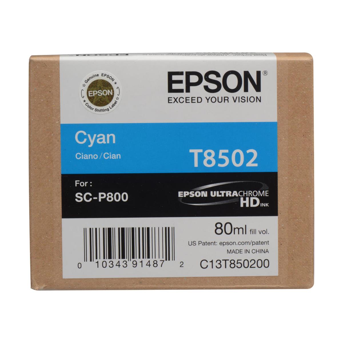 Epson T850200 UltraChrome HD Cyan Ink  80 ml