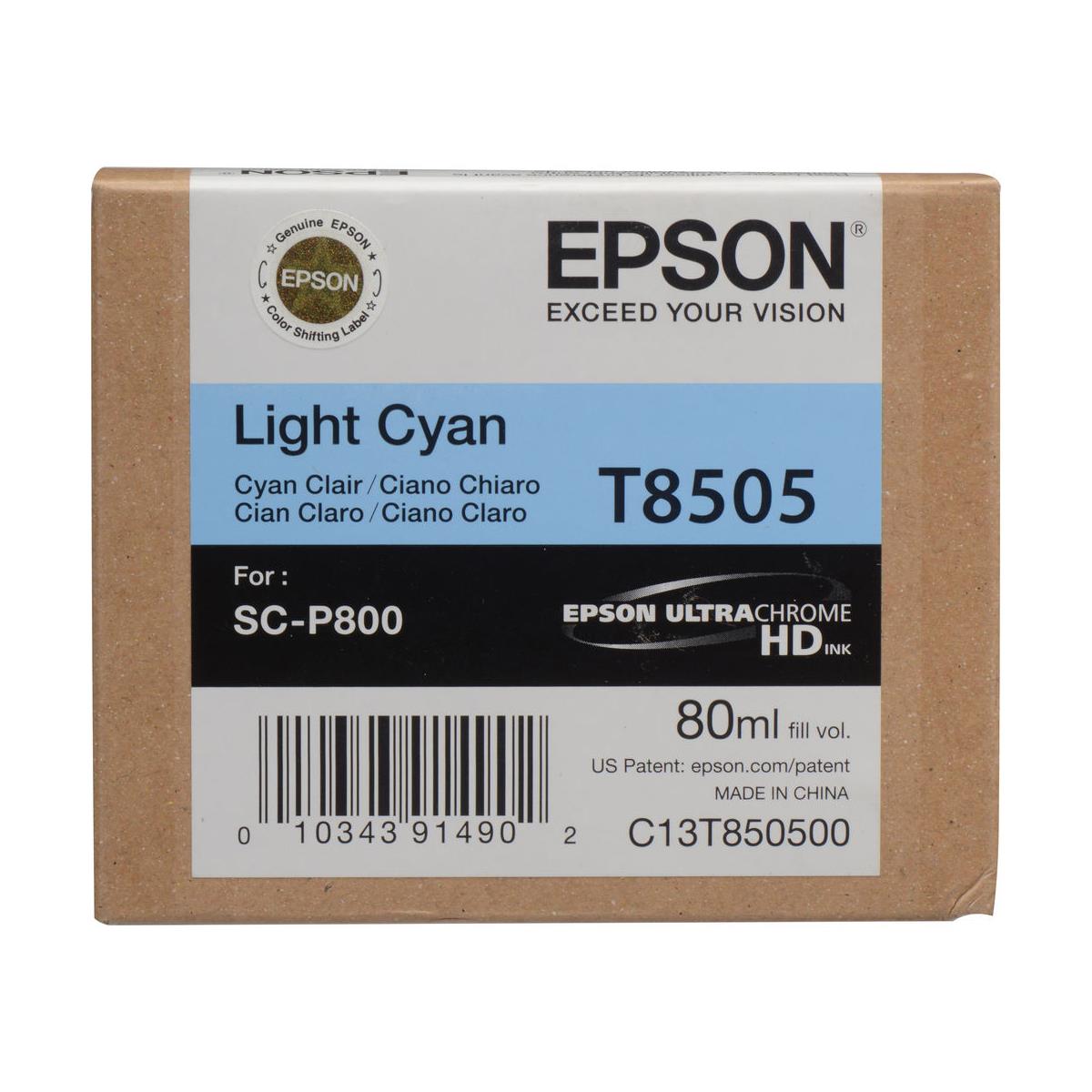 Epson T850500 UltraChrome HD Light Cyan  Ink Cartridge (80 ml)