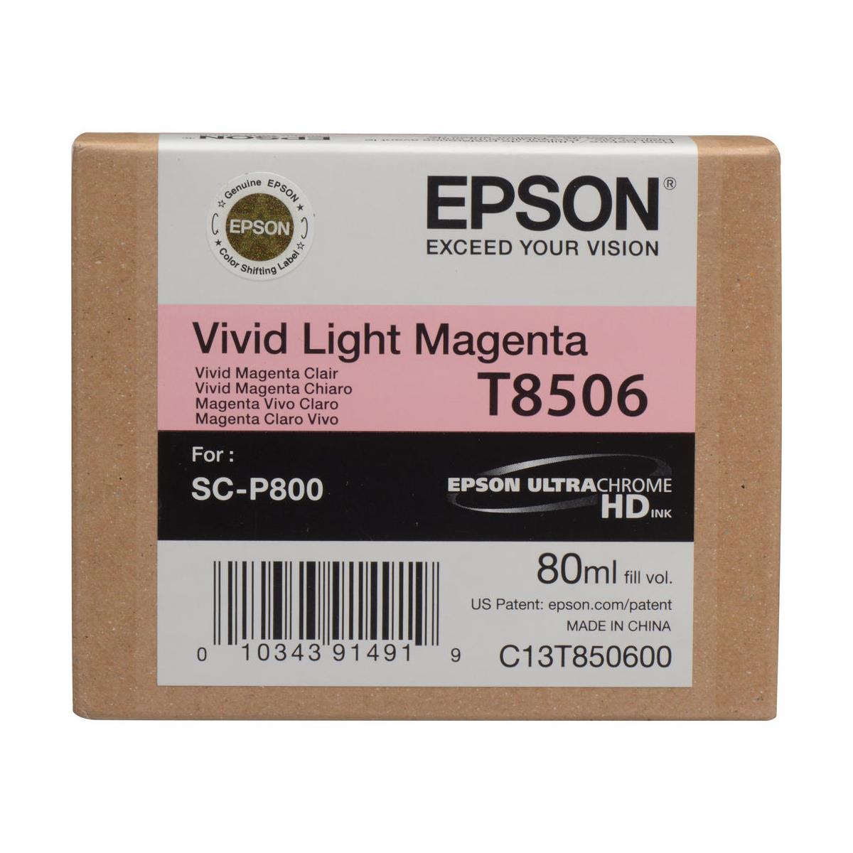 Epson T850600 UltraChrome HD Viv Lt Mag Vivid Light Magenta Ink Cartridge (80 ml)