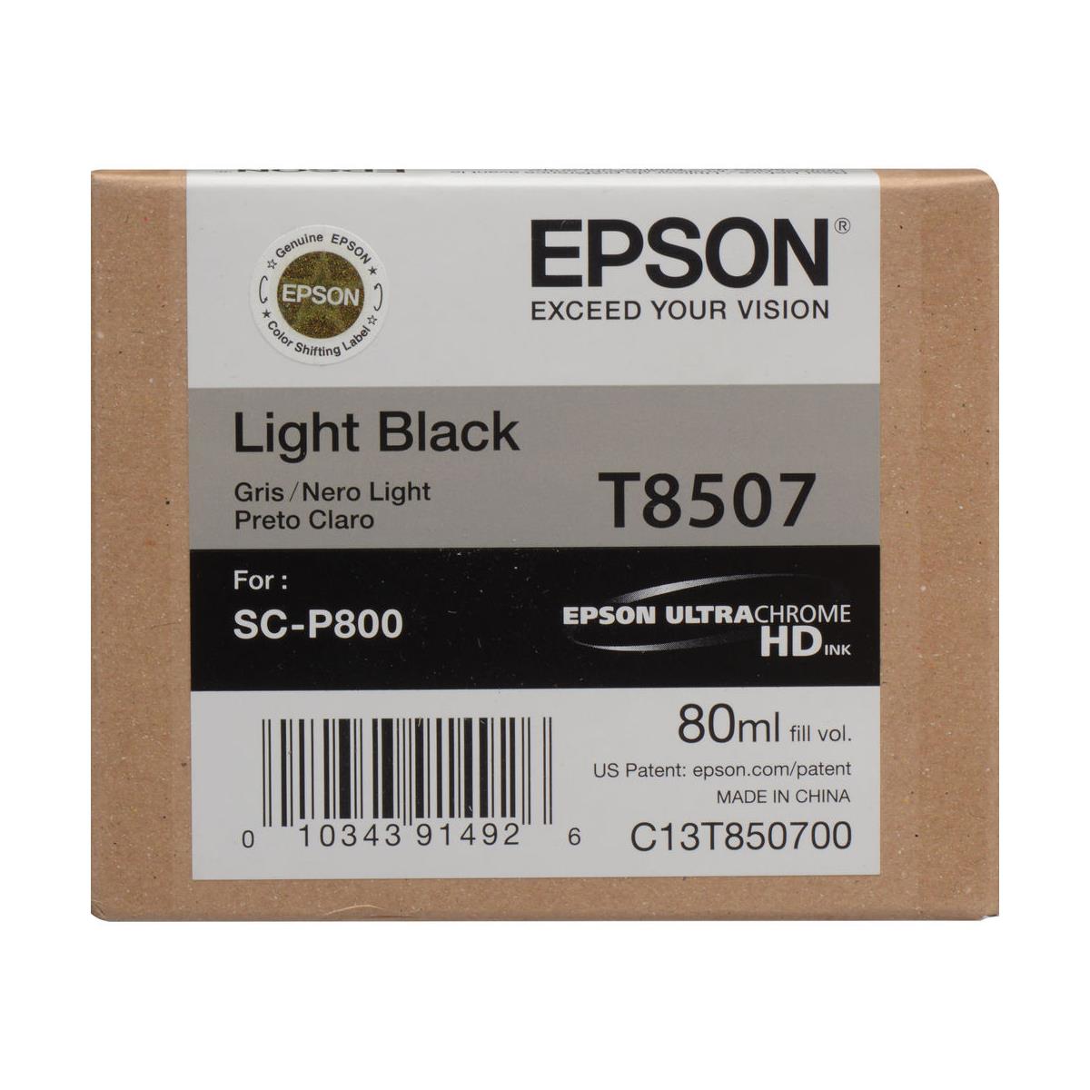 Epson T850700 UltraChrome HD Light Black Ink Cartridge (80 ml)