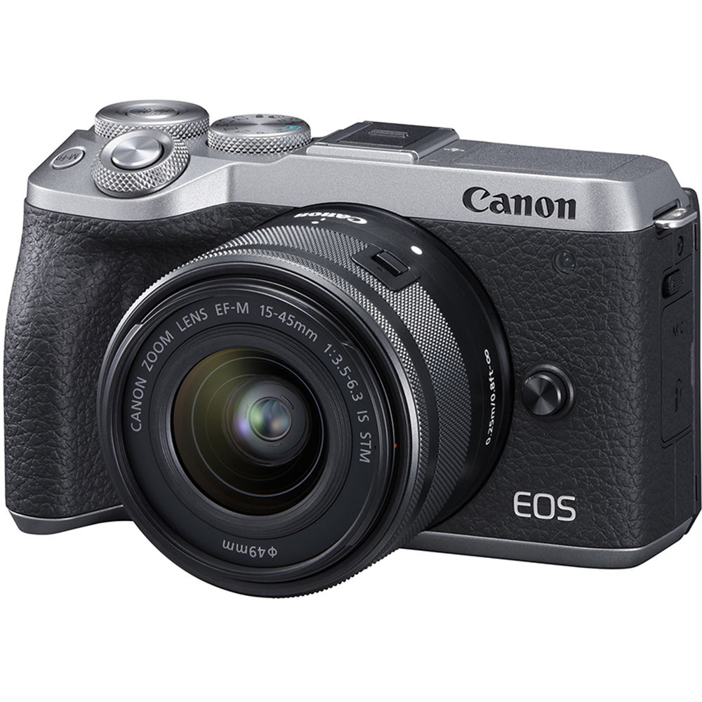Canon EOS M6 Mark II Mirrorless Digital  Camera with 15-45mm Lens and EVF-DC2 Viewfinder (Silver)