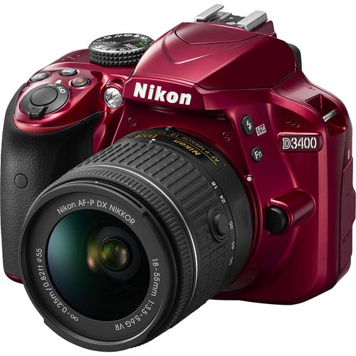 Nikon D3400 DSLR Triple Lens Parent's   Camera Kit (Red)