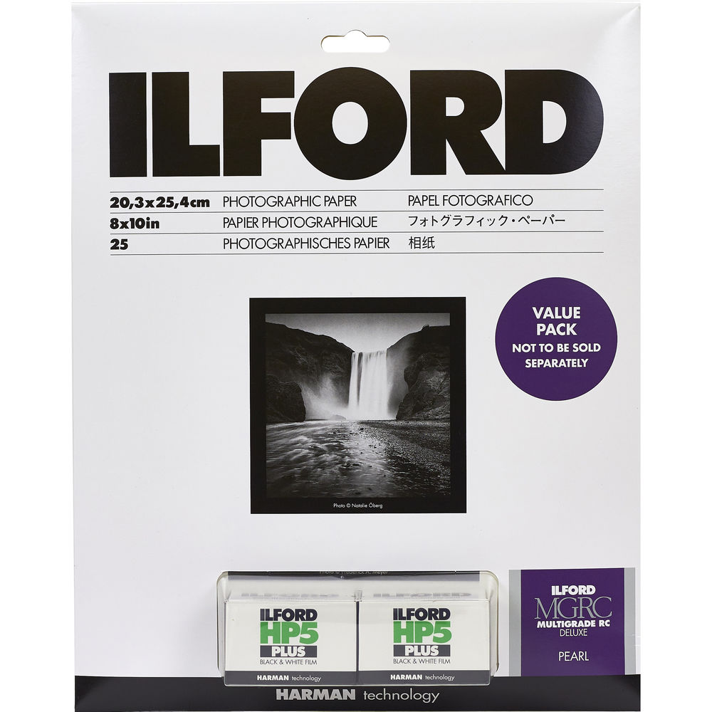 Ilford MULTIGRADE RC Deluxe Paper and HP5 Plus Value Pack (Glossy, 8 x 10", 25 Sheets, HP5 2 rolls)