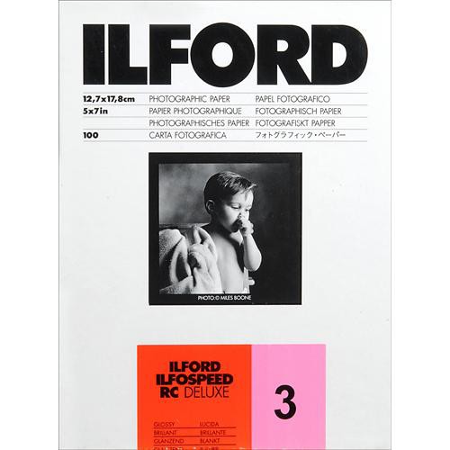 Ilford ILFOSPEED RC DeLuxe Paper (1M Glossy, Grade 3, 5 x 7", 100 Sheets)