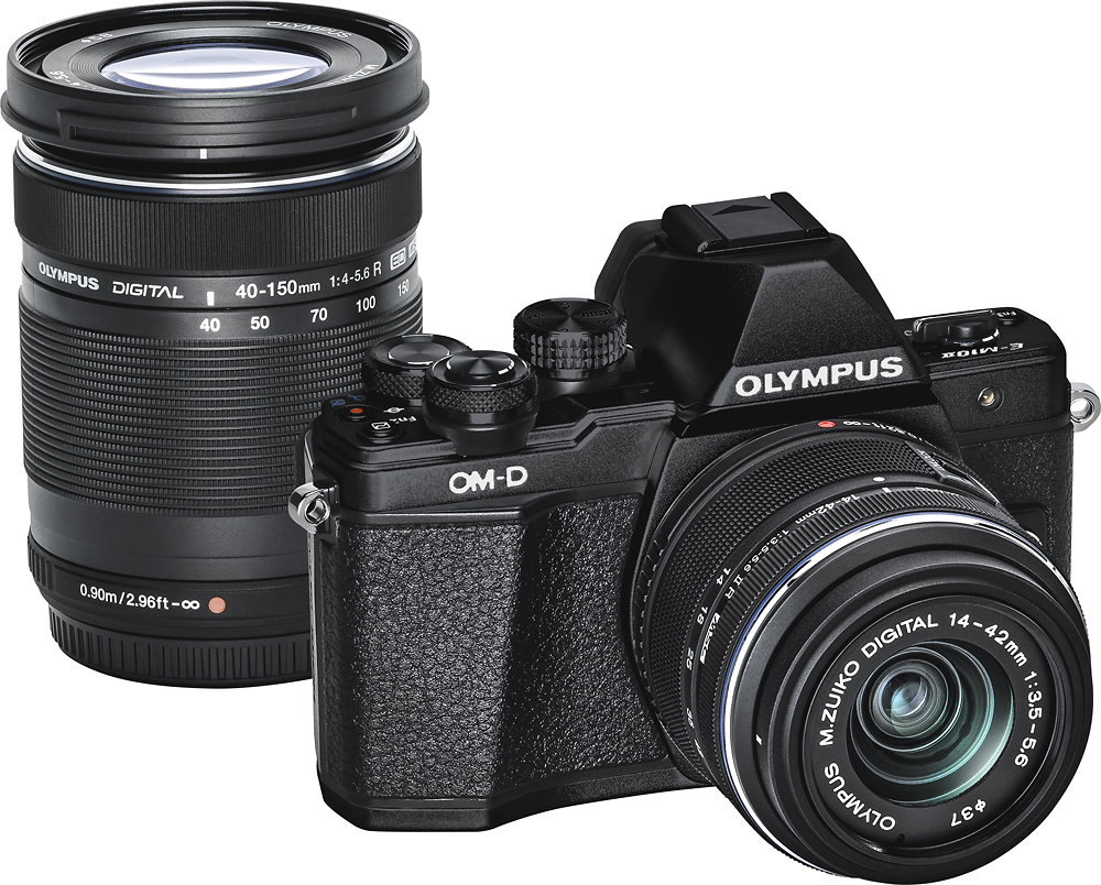 Olympus OM-D E-M10 Mark II R Mirrorless Micro Four Thirds Digital Camera with 14-42mm and 40-150mm Lenses (Black)