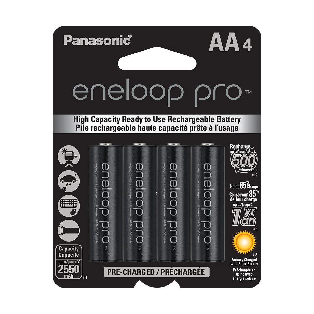 Panasonic Eneloop Pro AA (2550mAh) Pre-Charged Rechargeable Ni-MH Batteries  (4 Pack)