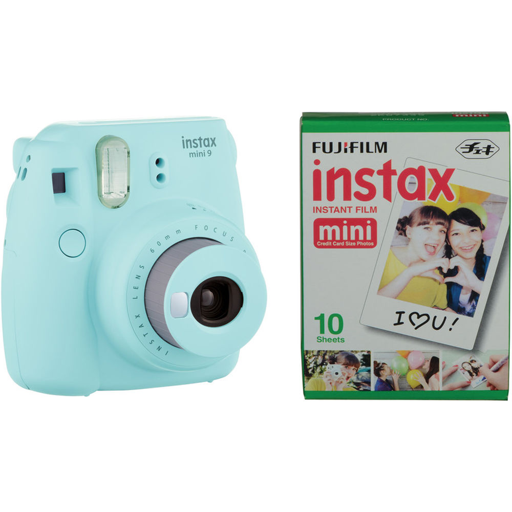 Fujifilm instax mini 9 Instant  Film Camera (IceBlue) Bundle