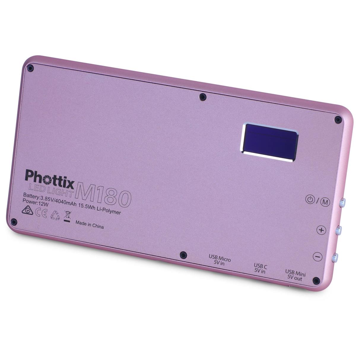 Phottix M180 Bicolor LED Panel and Power Bank (Rose Gold)