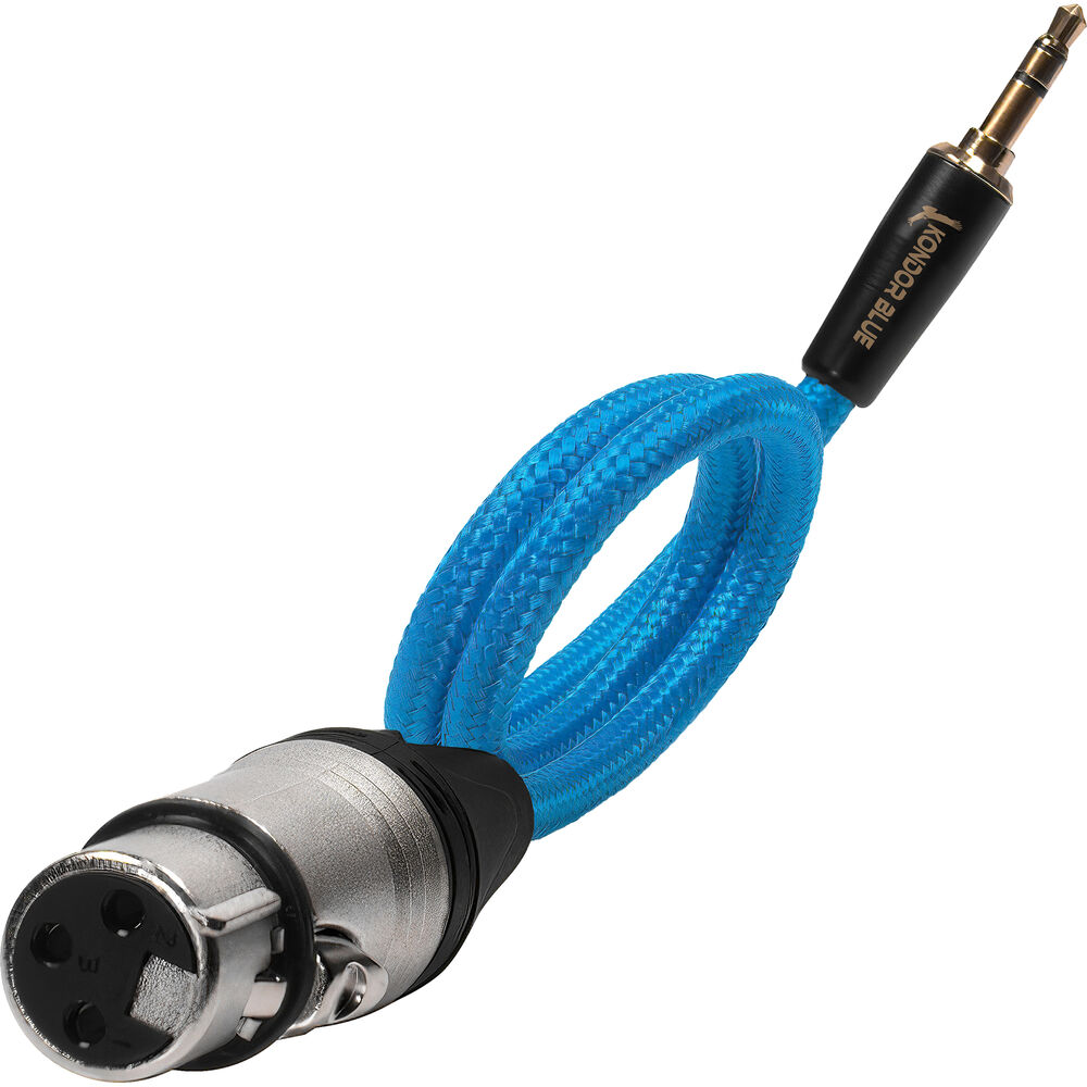 Kondor Blue Braided Female XLR to 3.5mm TRS Male Audio Cable (17", Blue)