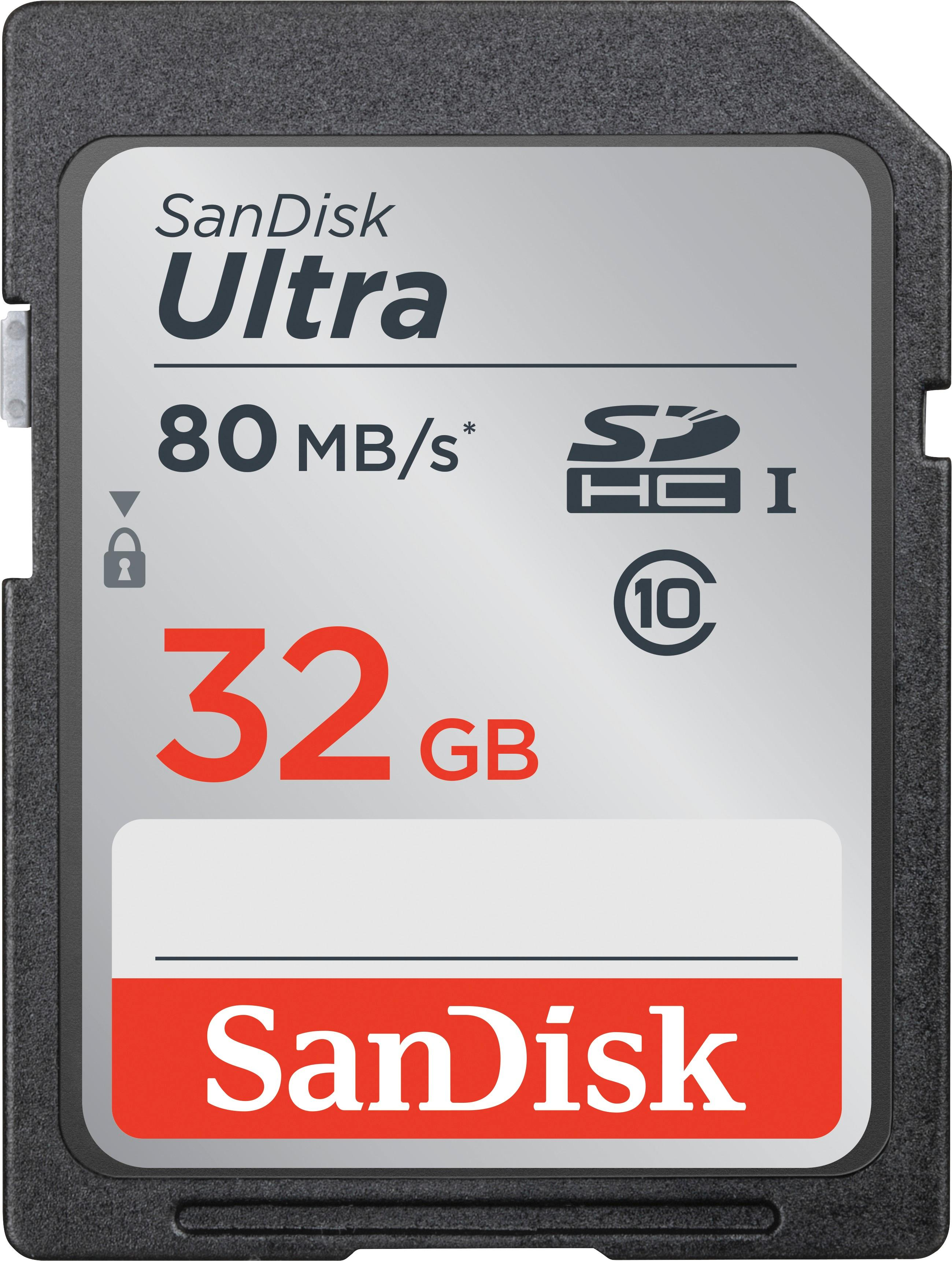 SanDisk 32GB Ultra SDHC UHS-I Memory Card Class 10, 80 MB/s