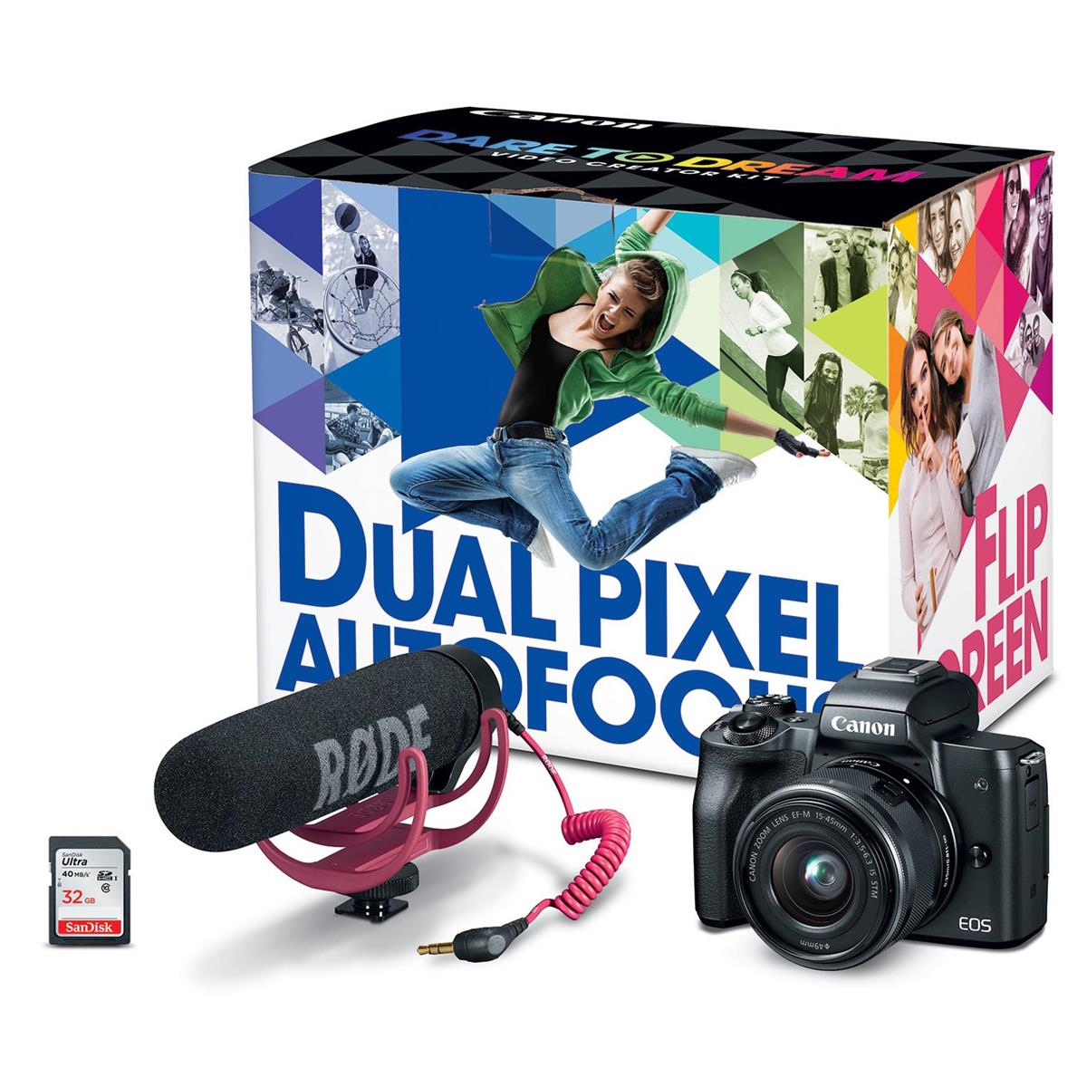 Canon EOS M50 Mirrorless Digital Camera  with 15-45mm Lens Video Creator Kit (Black)