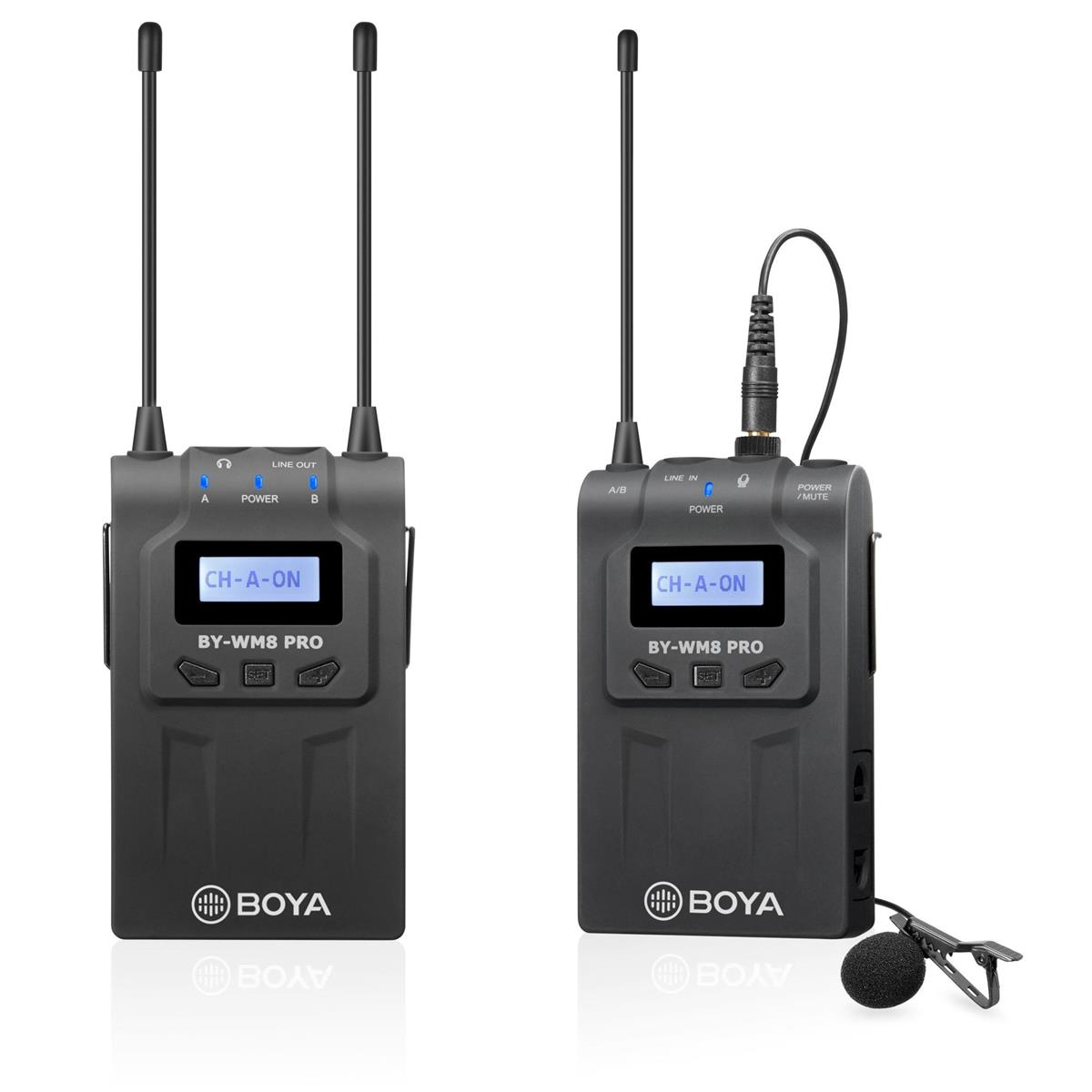 BOYA by-WM8 Pro-K1 UHF Dual-Channel Wire Wireless Microphone System with One Receiver and One Transmitter