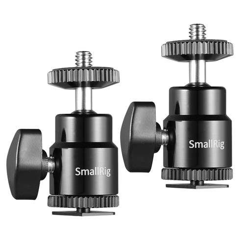 SmallRig Camera Hot Shoe Mount with 1/4"-20 Screw Ball Head (2-Pack)  (2059)