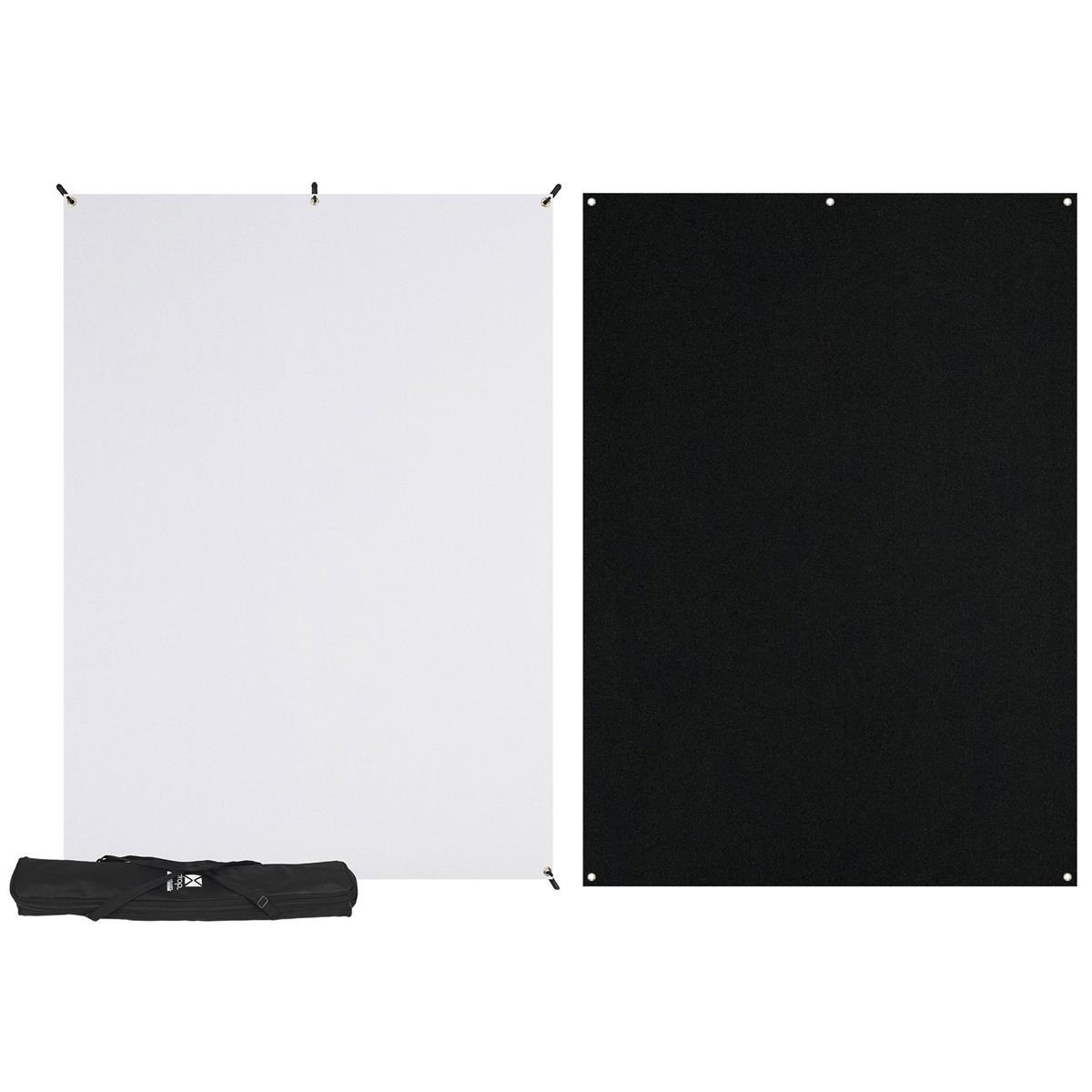Westcott 577K-578 X-Drop 5'x7' Backdrop Kit (White) Background & Stand + Bonus BLACK Background