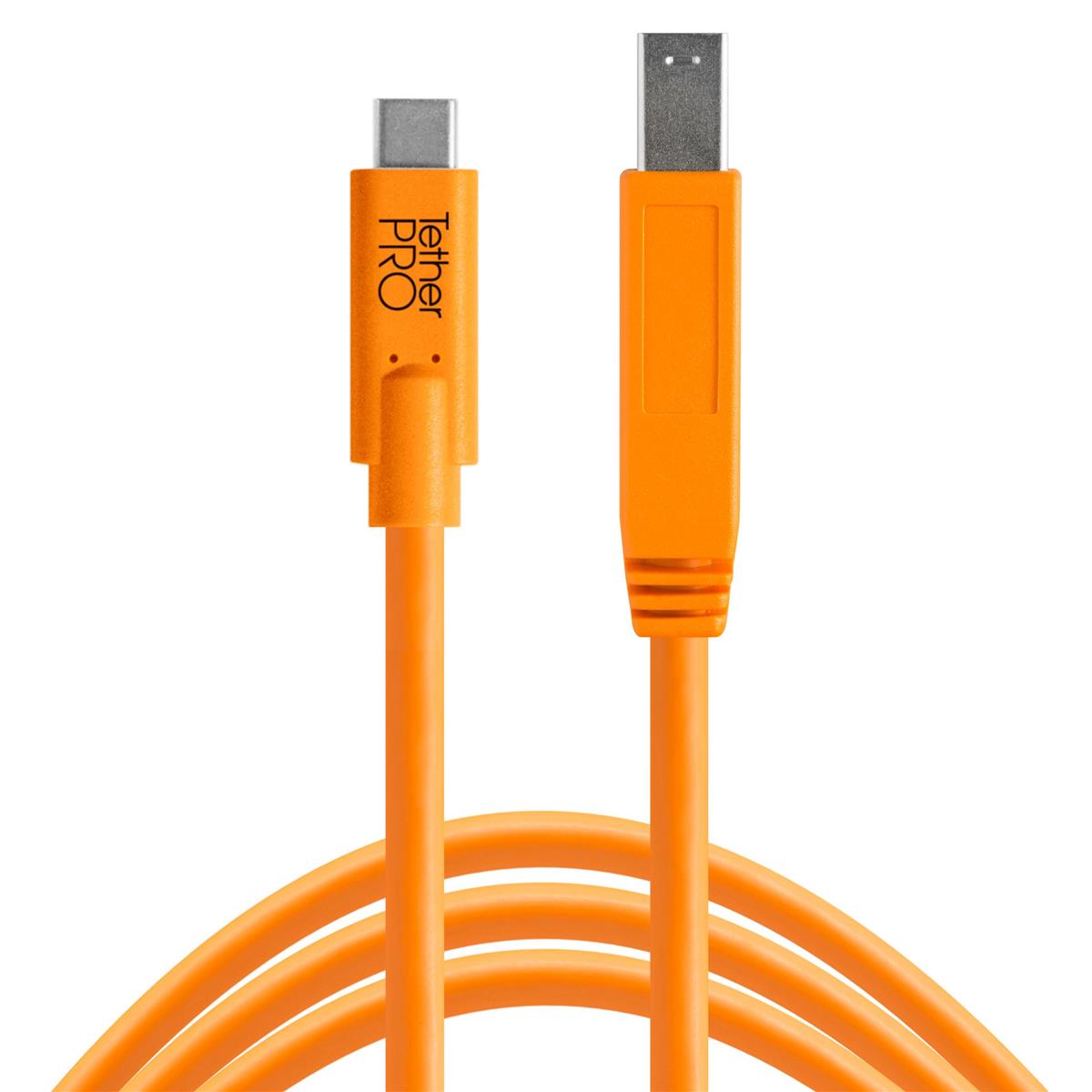 Tether Tools TetherPro USB Type-C Male  to USB 3.0 Type-B Male Cable (15', Orange)