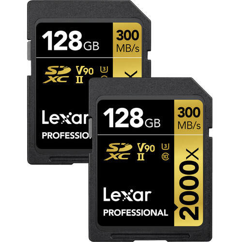 Lexar 128GB Professional 2000x UHS-II SDXC Memory Card (2 Pack)