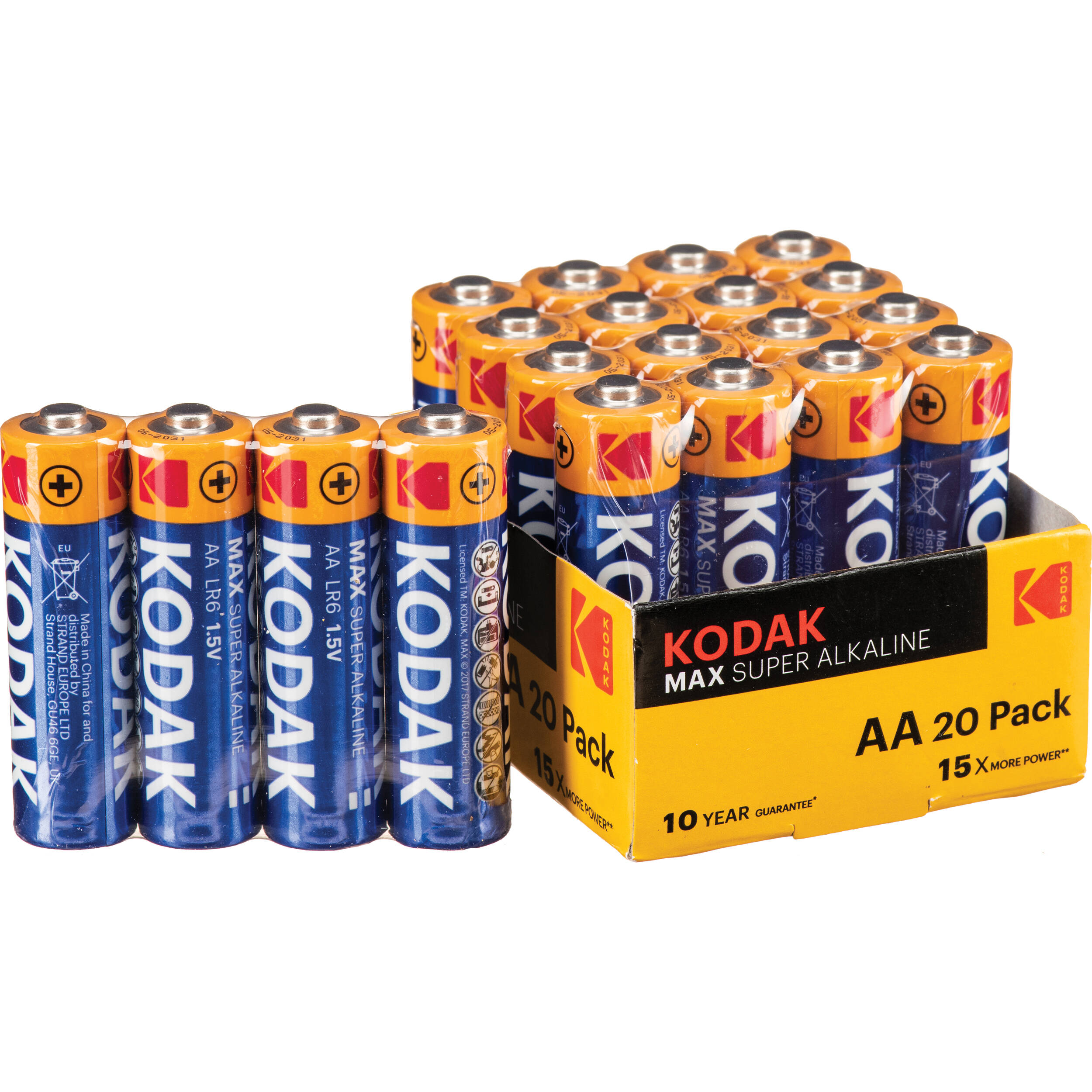 Kodak MAX AA Super Alkaline Batteries (1.5V, 2800mAh, 20-Pack)